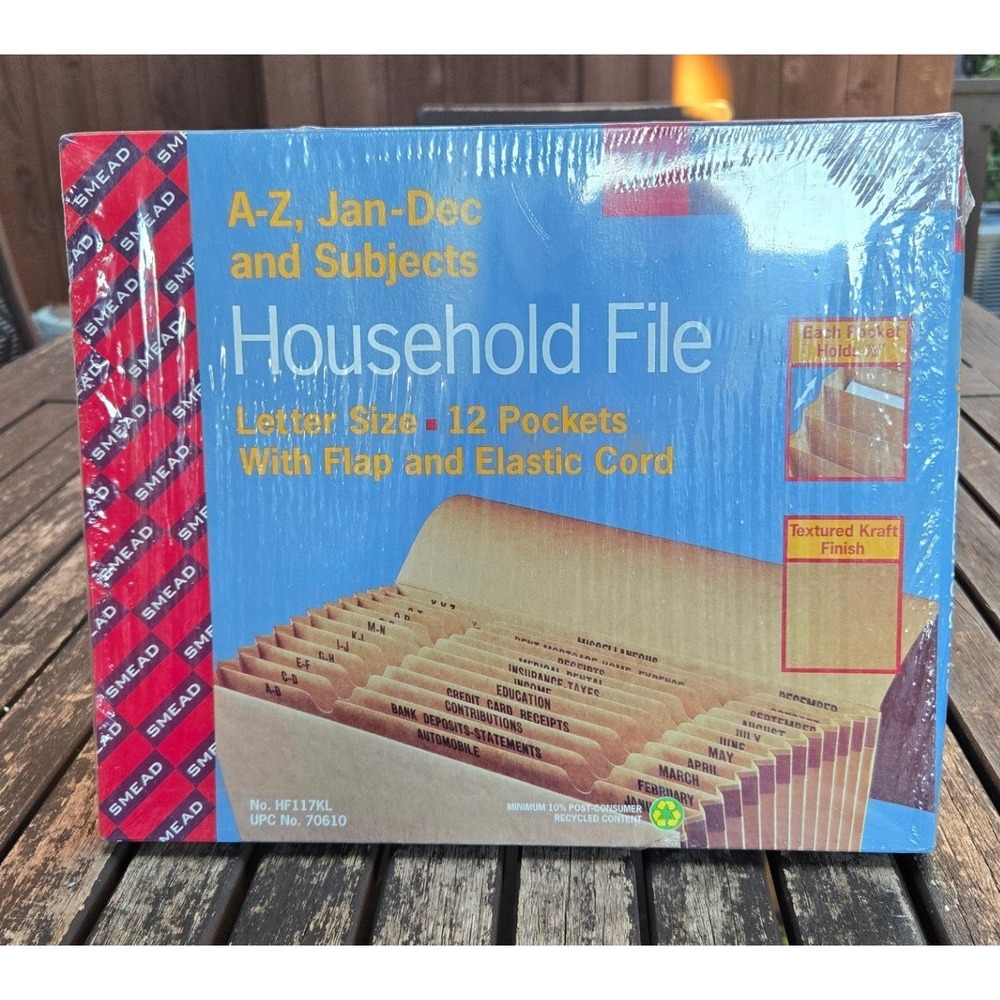 Smead Household File 12-Pocket Letter Size Expanding Organizer New Sealed
